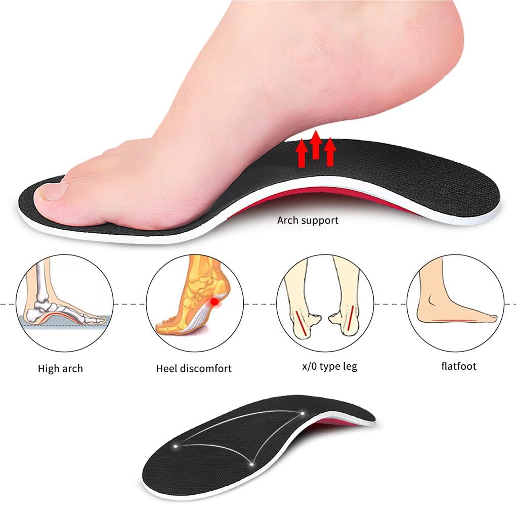 Juego de 10 plantillas de arco para zapatos de apoyo para el cuidado de la salud, color negro, mano de obra fina, diseño grueso, unisex, multiusos, pies planos, estilo 1