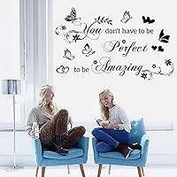 Vista 4 de Calcomanías de pared para dormitorio, citas inspiradoras, calcomanías de pared con texto en inglés «You Don't Have to Be Perfect to Be Amazing