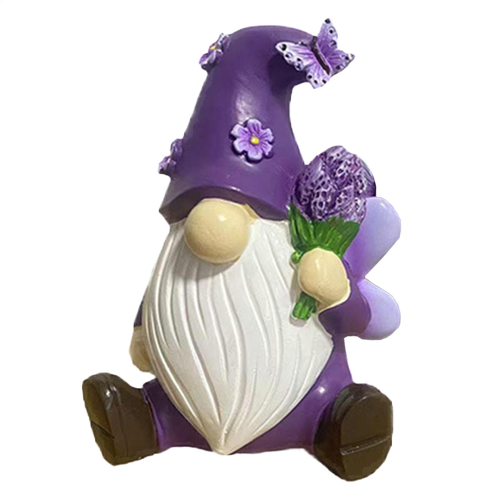 Muiltvoe Funny Garden Gnomes, Gnome Statues Decor, Violet Gnome Figurine, Resin Gnome Statue, Garden Gnome Decoration, Whimsical Gnome Statue Resin Construction for Patio Balcony Yard Lawn Desk Shelf