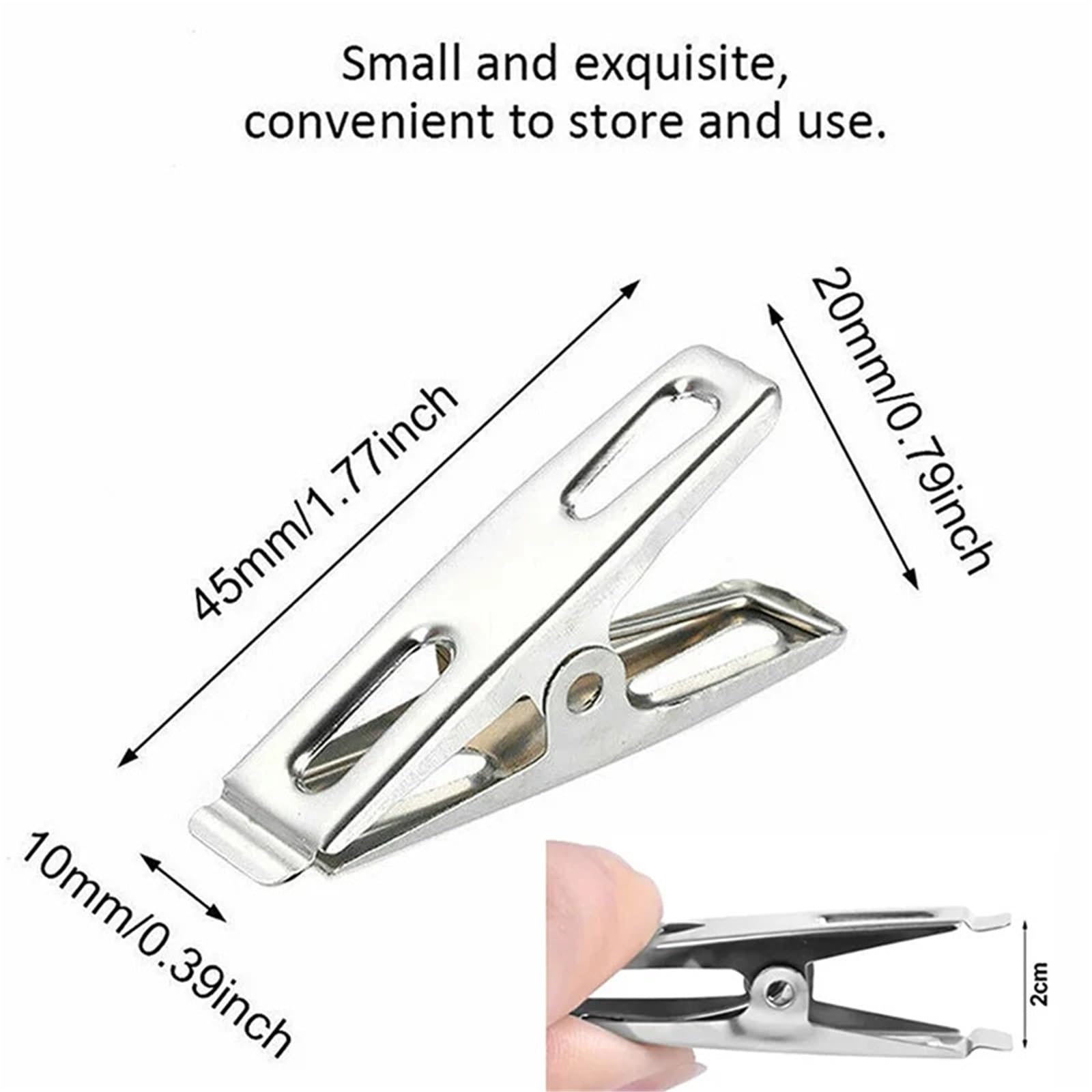200 pezzi di mollette for bucato in acciaio inossidabile, clip for lavaggio, tenuta for indumenti domestici, antivento, spilli for appendere, metalliche, morsetti Per Stendibiancheria Vestiti