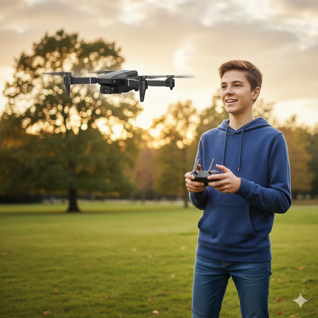 Drone E88 Pro – Caméra HD, Double Batterie, Drone Facile à Piloter pour Débutants & Enfants, Mode Sans Tête, Flips 360°, Contrôle par Télécommande & App, Pliable et Léger