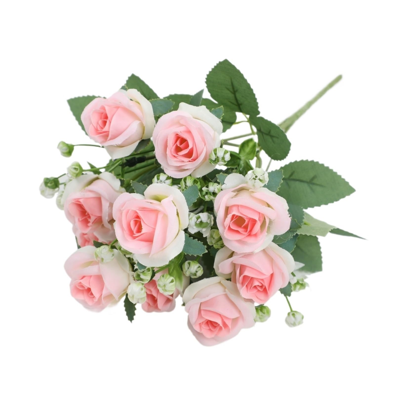 Casetlong 1Pc Artificial Flowers Bouquet 32CM Silk Fake For Home Decor Garden Wedding Decoration Flower Arrangement(White Pink)