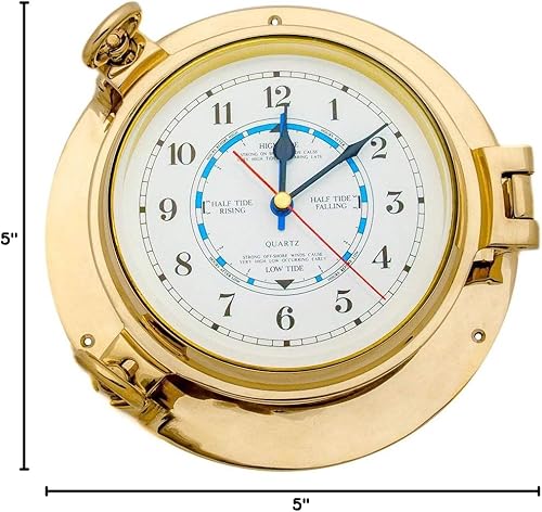 Miniatura 7 de Reloj de marea de ojo de buey de latón macizo de 5.1/2 pulgadas de diámetro. Nagina International