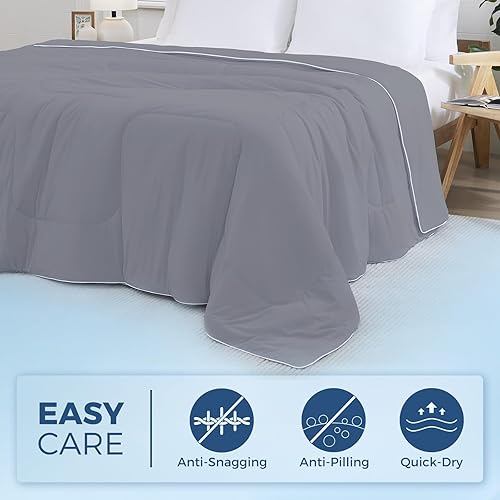 Miniatura 20 de downluxe Edredón refrescante tamaño Queen, mantas refrescantes para personas que duermen con calor, manta fría, edredón de verano con fibra de Azul