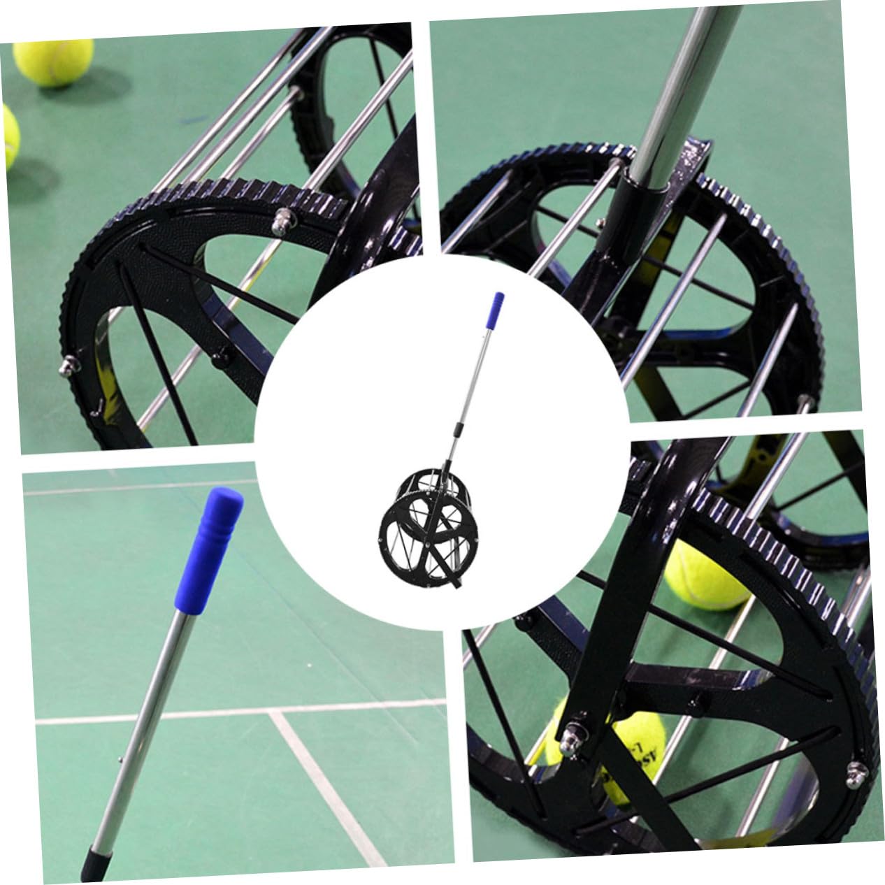 UPKOCH Raccoglitore di Palline da Tennis capacità 55 Palline, Manico Regolabile e Funzione di Sgancio Rapido, Attrezzatura per Scuole e Club per Raccolta Efficiente in Campo