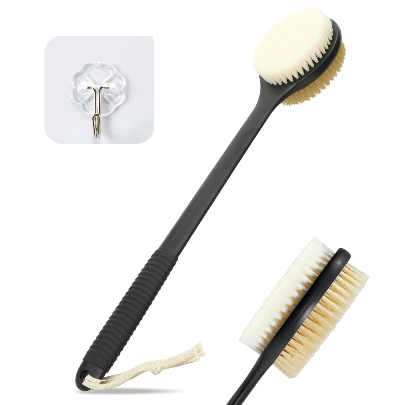 CASINDA Silicone Back Scrubber Set, 17-inch Bath Brush Long Handle For Shower - View #2