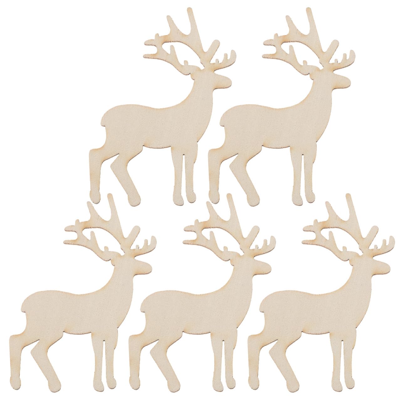 Hoodancos 5Pcs Reindeer Wood Slices for Christmas DIY Crafts Blank Wooden Ornaments Smooth Finish for Painting Holiday Craft Supplies Tree Decoration