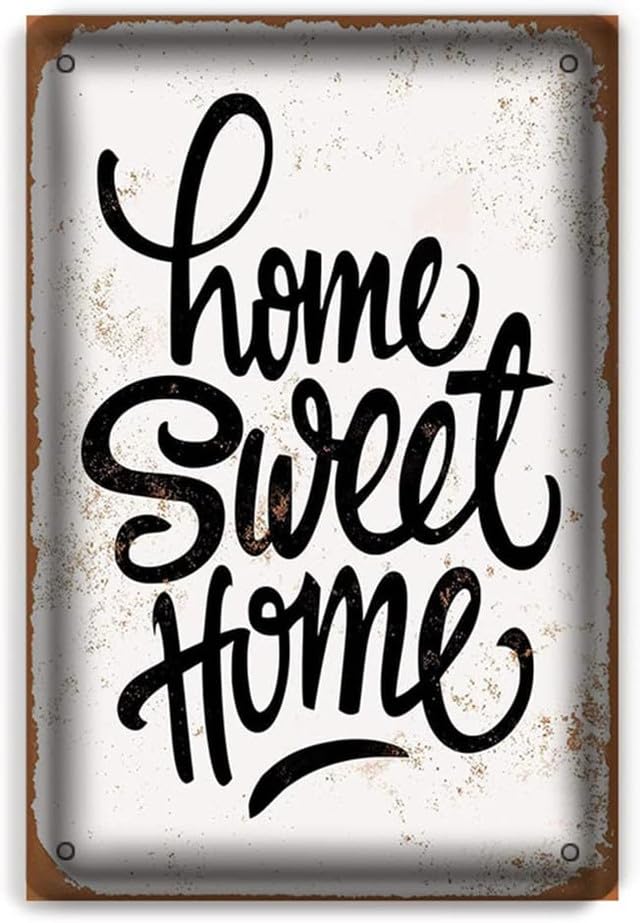 Targa In Metallo Vintage Home Sweet Home - Decorazione Parete 20x30 Cm Per Pub, Casa, Locale