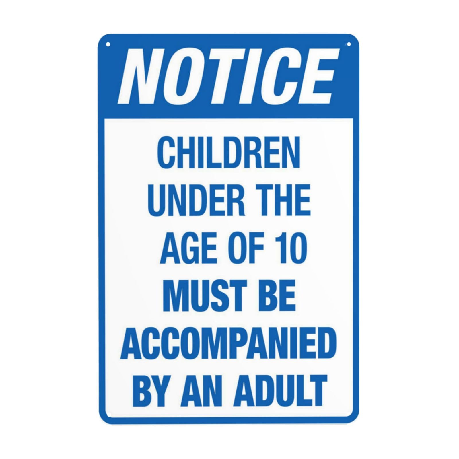 Vintage Metal Tin Sign, Kids Under 10 Must Be Accompanied Pool Decor, 8x12 Inch