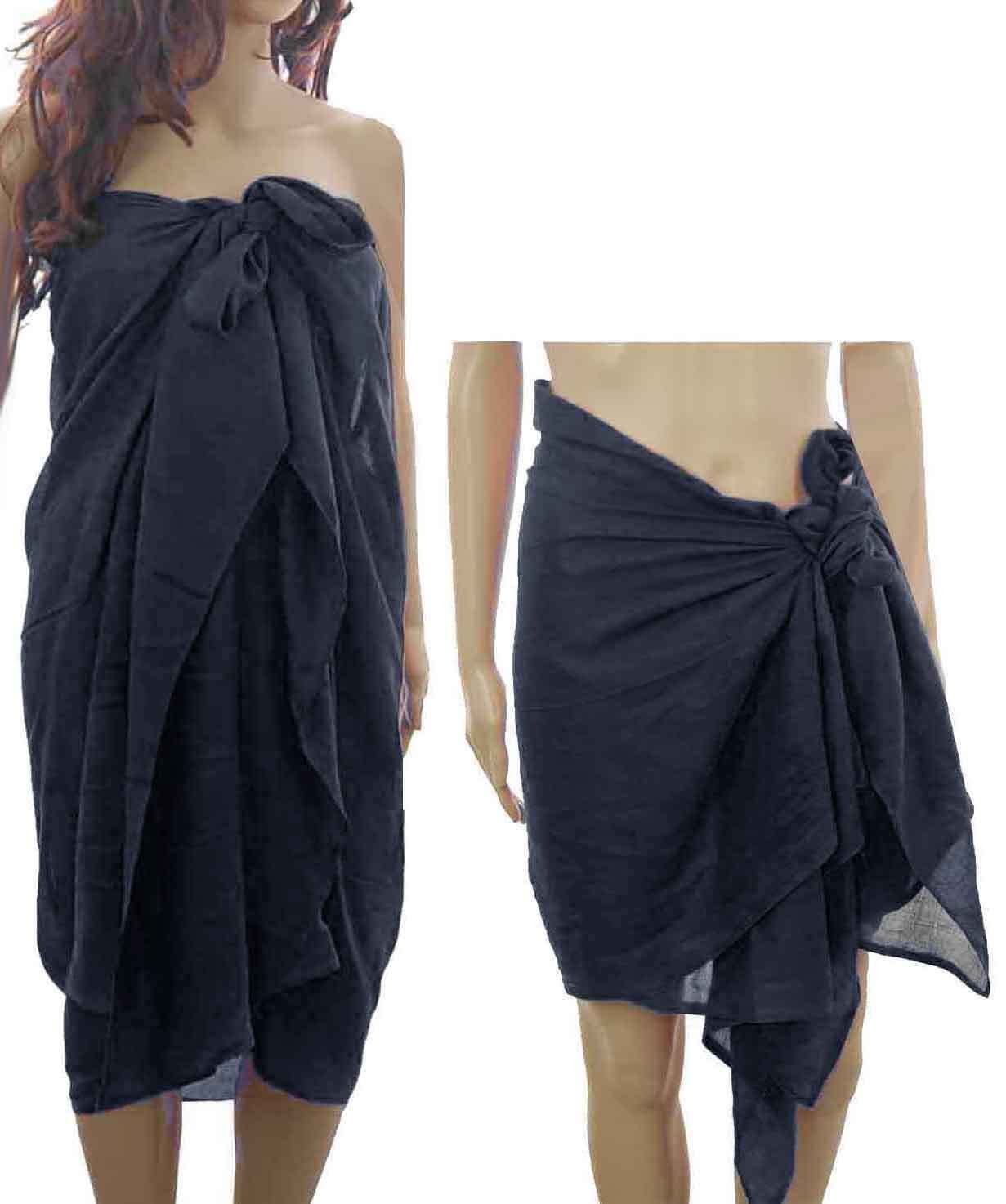 Banana Beach Black Large Sarong Cover Up Wrap Beachwear Maxi Summer Holidays Cover Up Scarf (Black)