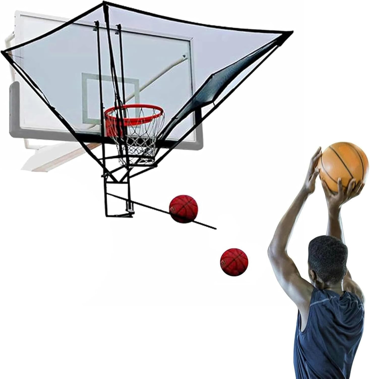 Basketball Hoop Returner Shot Return Apparatus Metal Attachment for Hang Rebounder Net for Training Practi