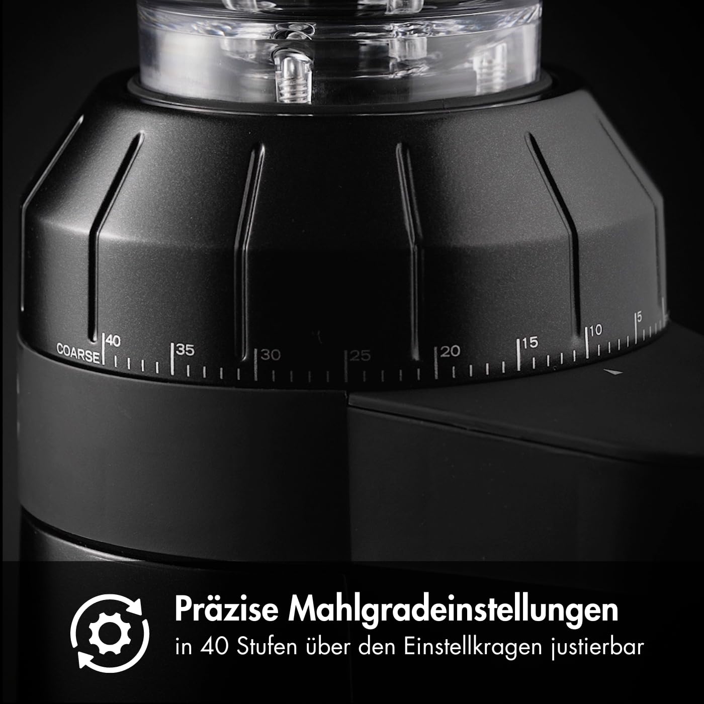 GRAEF Macinacaffè elettrico EliteGrindX CM8002, macinacaffè a cono in acciaio inox, portafiltro, illuminazione LED, macinatura pulita, nero opaco