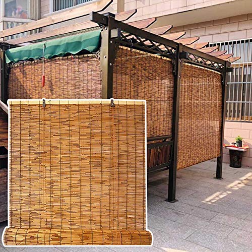 YANYAN Retro Bambusrollo 100 cm Breit Natür Schilfrollos Holzrollo Outdoor...