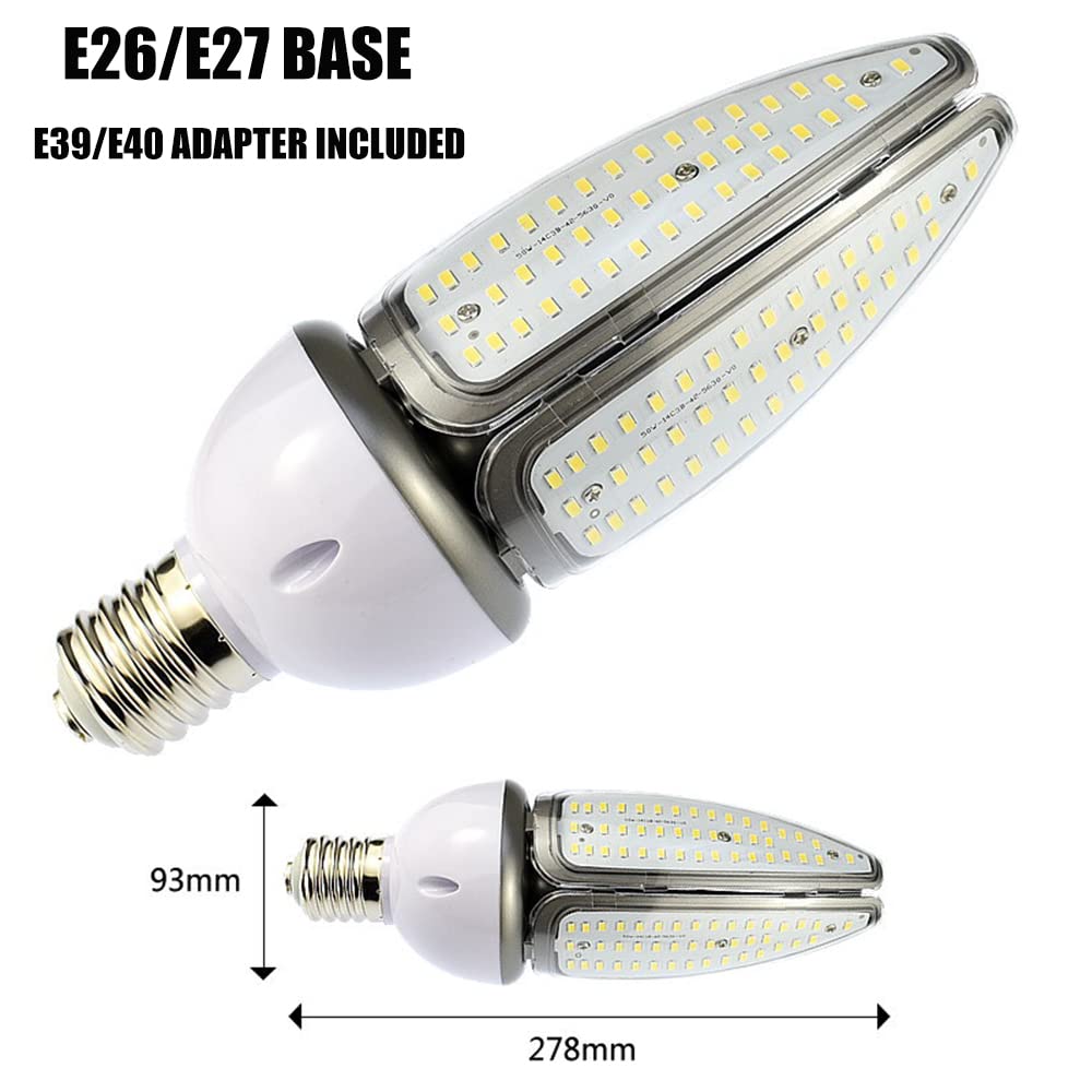 Lot de 2 Ampoule LED maïs 50W, 500W Équivalent Ampoules, 6000Lumen ultra-lumineux E27/E40, 3000K Blanc Chaud, pour Entrepôt Atelier Garage (3000K)