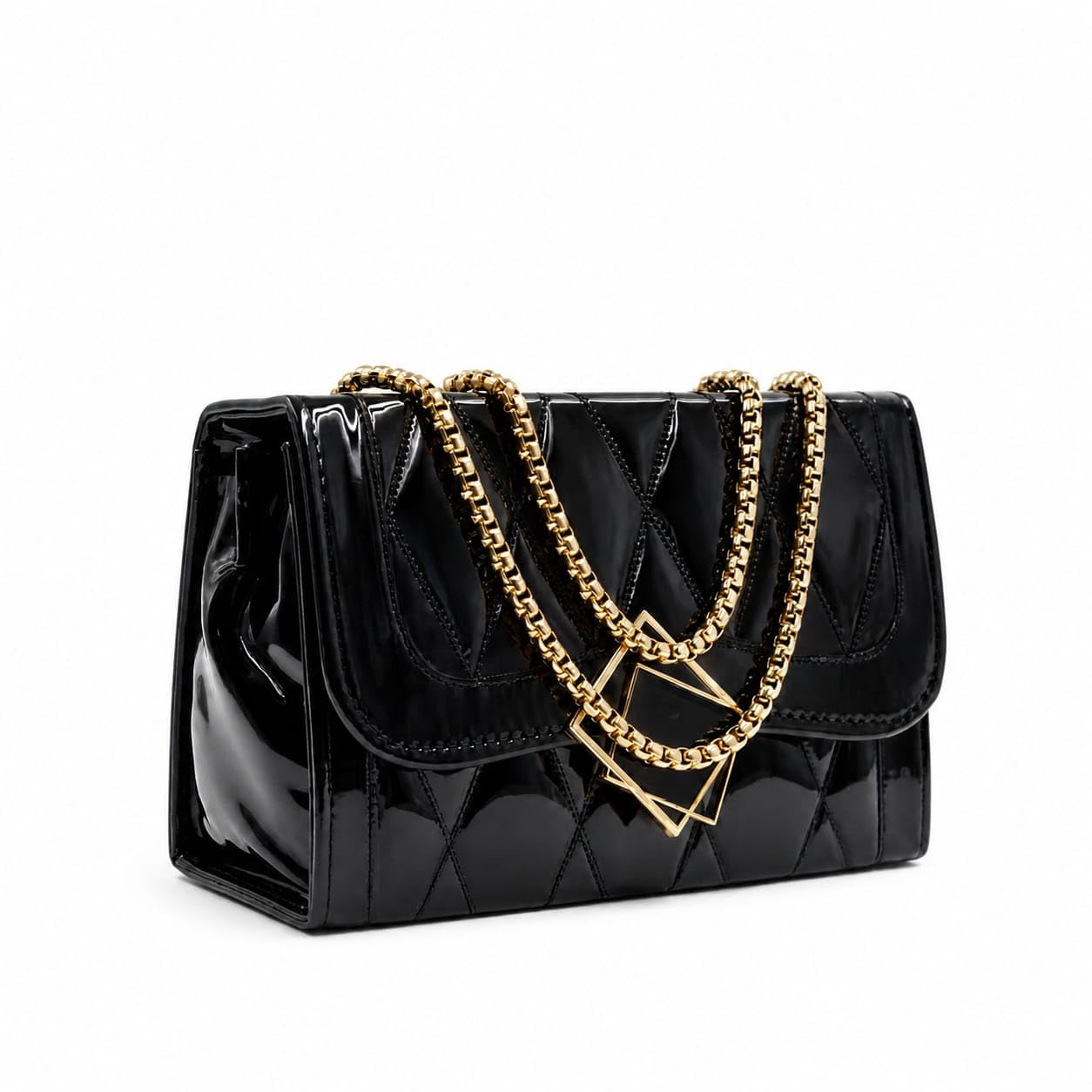Women’s Premium Black Quilted Sling Bag with Gold Chain Strap | Stylish Faux Leather Crossbody Handbag for Girls | Party & Casual Shoulder Purse-image-19