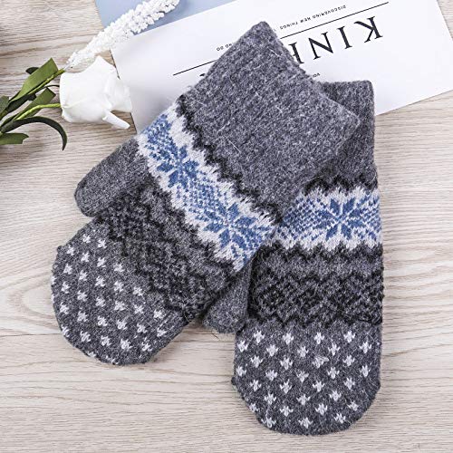 Preisvergleich Produktbild SGZBY Handschuhe Herbst- Und Winterhandschuhe Damen Doppel Sowie Samtstarke Warme Strickvollfingerhandschuhe