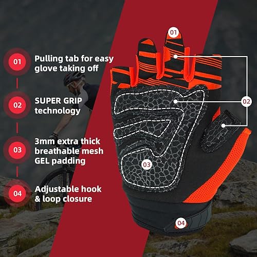 Vista 29 de Seibertron Dirtpaw - Guantes unisex para bicicleta BMX MX ATV MTB guantes para bicicleta de montaña, ciclismo, todoterreno/Dirt Bike, guantes de Rojo