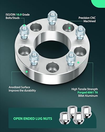 Miniatura 3 de SCITOO 4 adaptadores de rueda de 5 x 135 a 5 x 5.5 pulgadas, orificio de 1.5 pulgadas, pernos de 3.429 in, 14 x 2 5 lengüetas, espaciadores de rueda