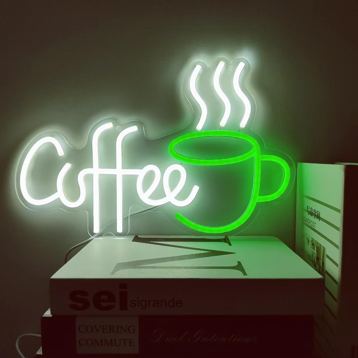 Coffee Bar Sign Wall Decor,LED Coffee Neon Light up Signs for Coffee Station Decor,Coffee Decorations for Coffee Bar Kitchen Decor Accessories,with Dimmable Switch and Hanging Chain,5V USB Powered - Image 2