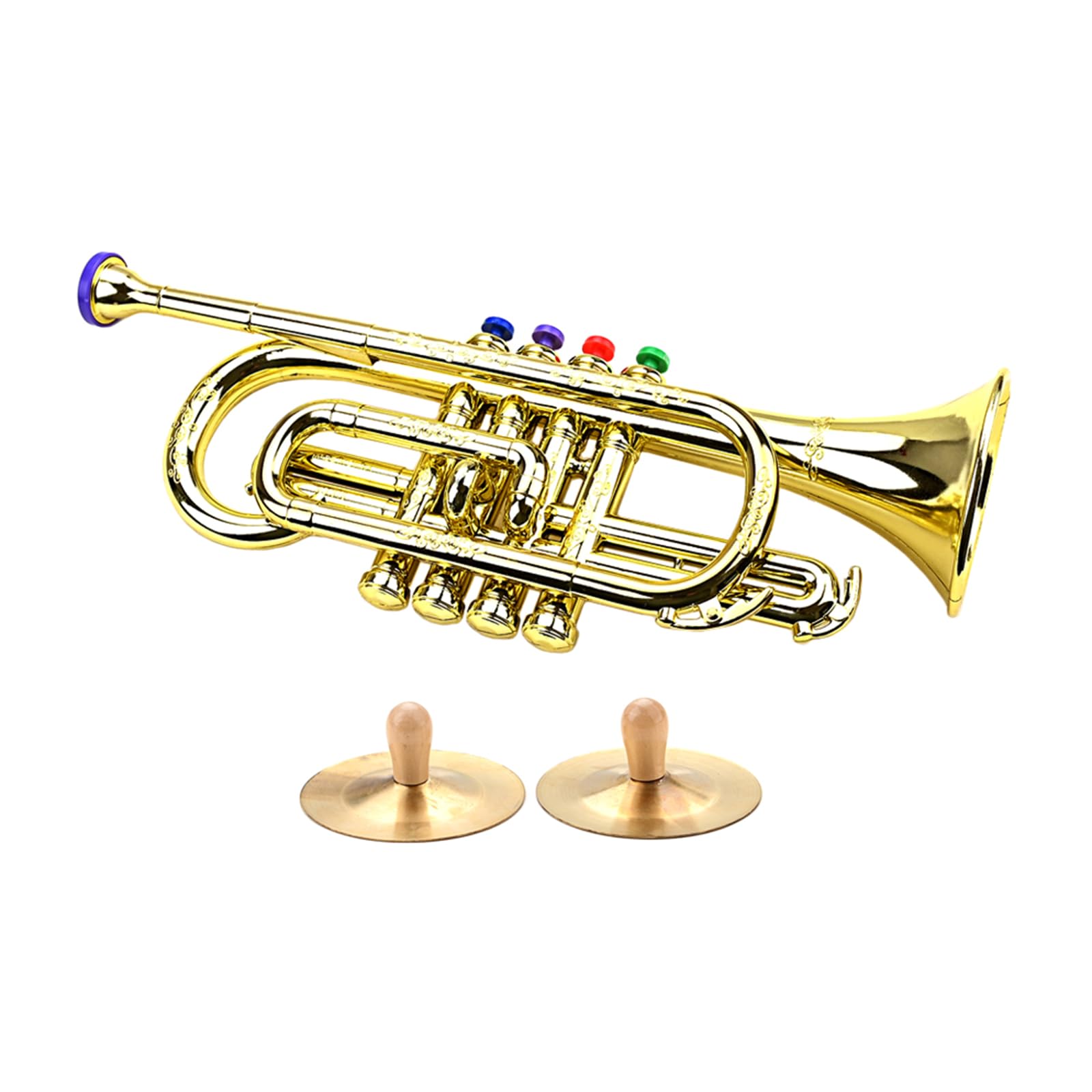 Blasinstrument Gold Trompeten Kits Trompete golden beschichtetes ABS Vorschulmusik Beckenspielzeug Geschenk Kinderhornspielzeug Kunststoff golden für Beckenhorn