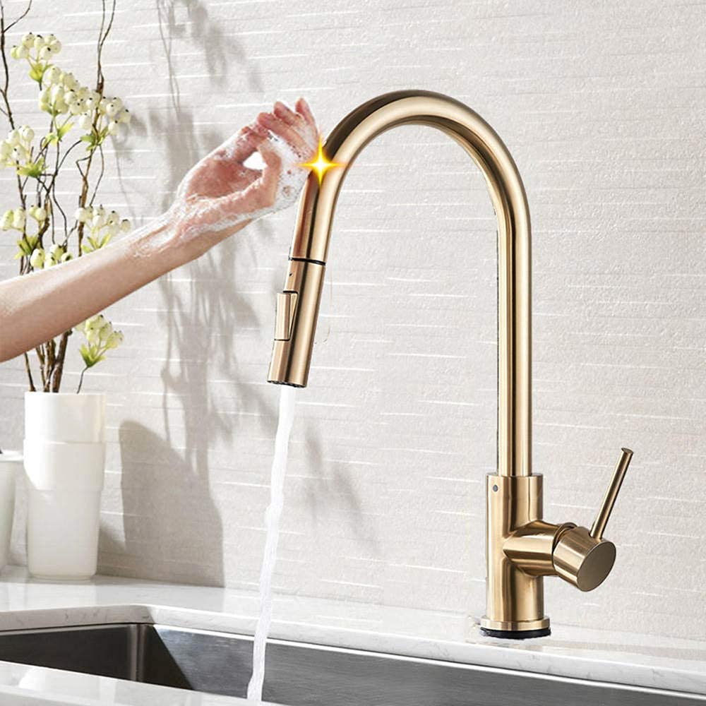 Rubinetti, rubinetto della cucina con sensore tattile mobile sensore intelligente rubinetto del bagno miscelatore acqua calda e fredda rubinetto lavello accessori cucina rubinetto-Dorado Comfortable