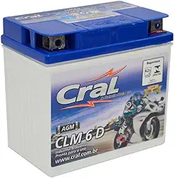 Bateria Moto 6A 12v Selada Cral Polo Positivo Direito