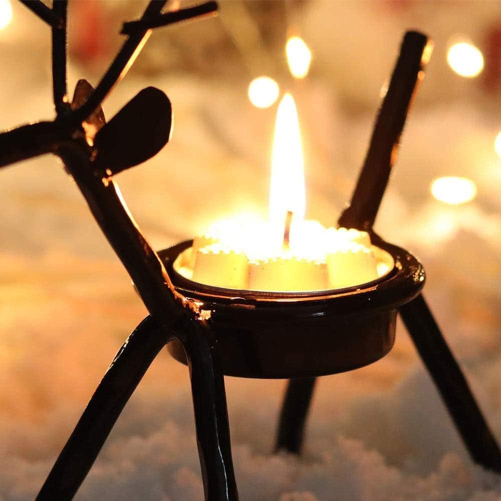 6 Pack Candelabra Candle Holder, Standing Christmas Decorations for Kitchen, Thanksgiving Decorations for Home, Floor Candle Holders, Reindeer Tealight Holders, Christmas Candle Holder (Black)