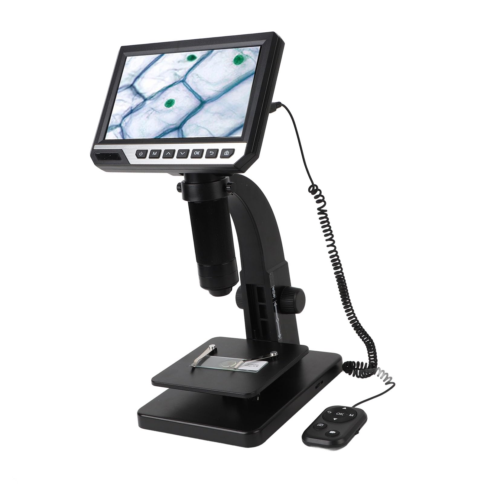 Demeras Microscopio Biologico Digitale LCD a Doppia Lente 2000X per Schermo Medico da Laboratorio da 7 Pollici