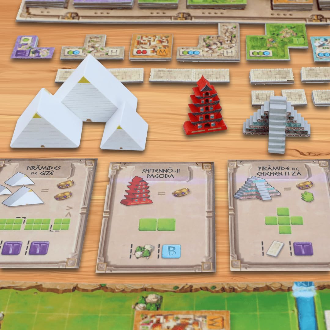 Wunder der Welt | Familienspiel Brettspiel für 1–5 Spieler ab 14 Jahren | Legespiel mit Weltwundern aus Holz | Stadtbau mit Taktik & Strategie | 30–60 Min. Spielzeit | Deutsch