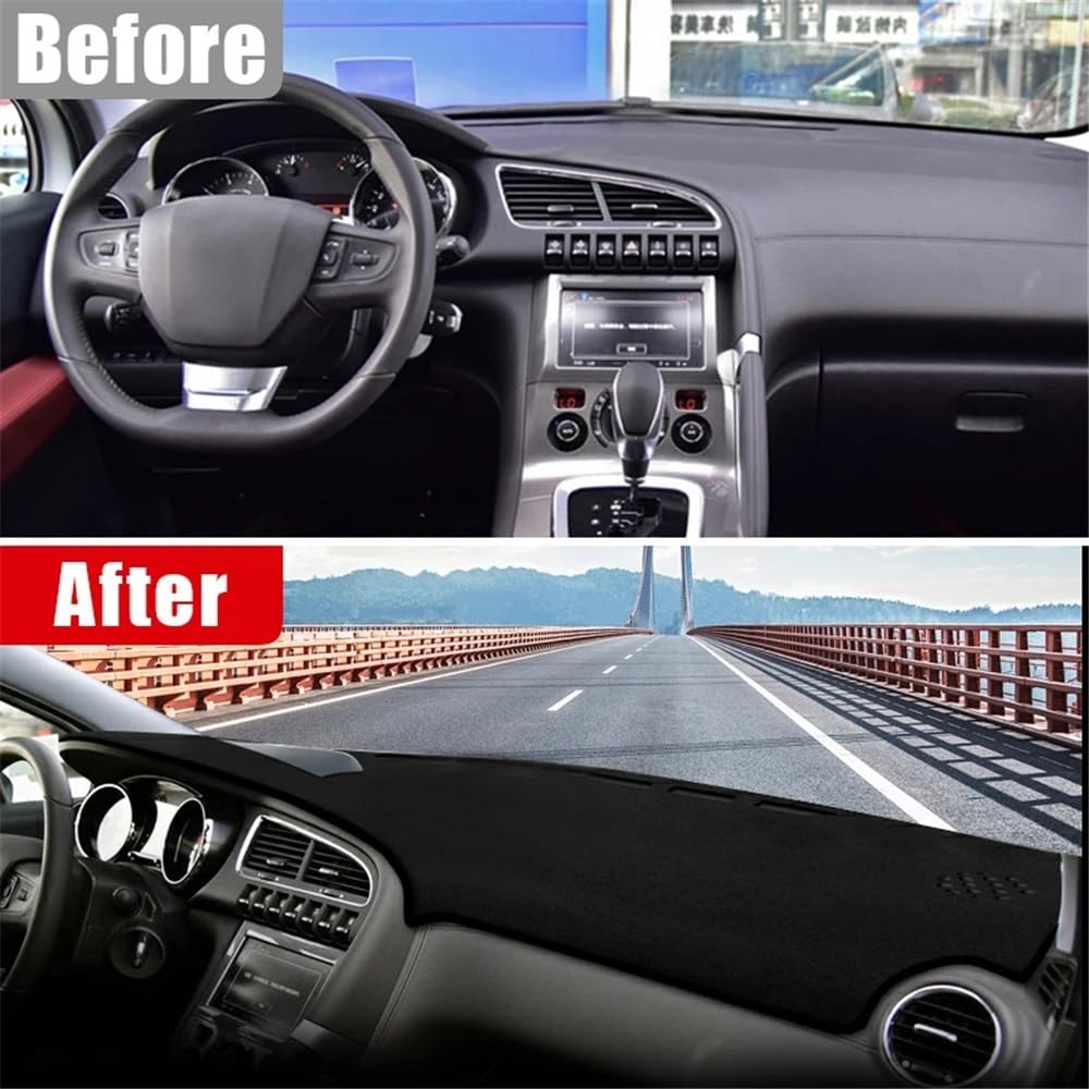 Tapis Couverture Tableau Bord Compatible avec Peugeot 3008 GT 2008-2012 2013 2014 2015 Protection Tableau De Bord Voiture Tapis Anti-lumière Pare-Soleil Antidérapant(Storage HUD Black)