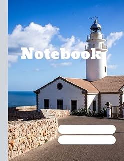 Notebook: Attractive Shore-side lighthouse background design with soft matte cover, for college teens, offices, wide-ruled, 120 pages book (8.5" × 11")