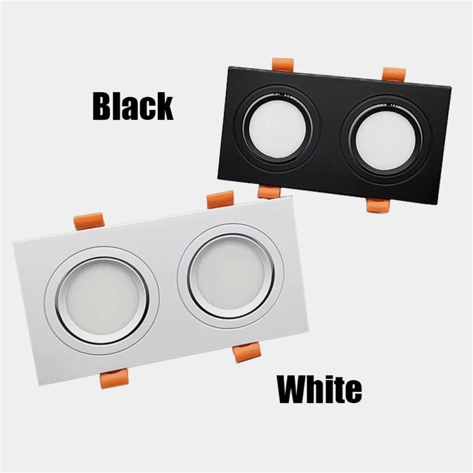 Plafoniera LED Bianca/Nera, Illuminazione da Incasso Quadrata Doppia, Rettangolare, 3000K, 10W-80W, faretti LED girevoli ad Alta luminosità, Bianchi (Nero, 80W)