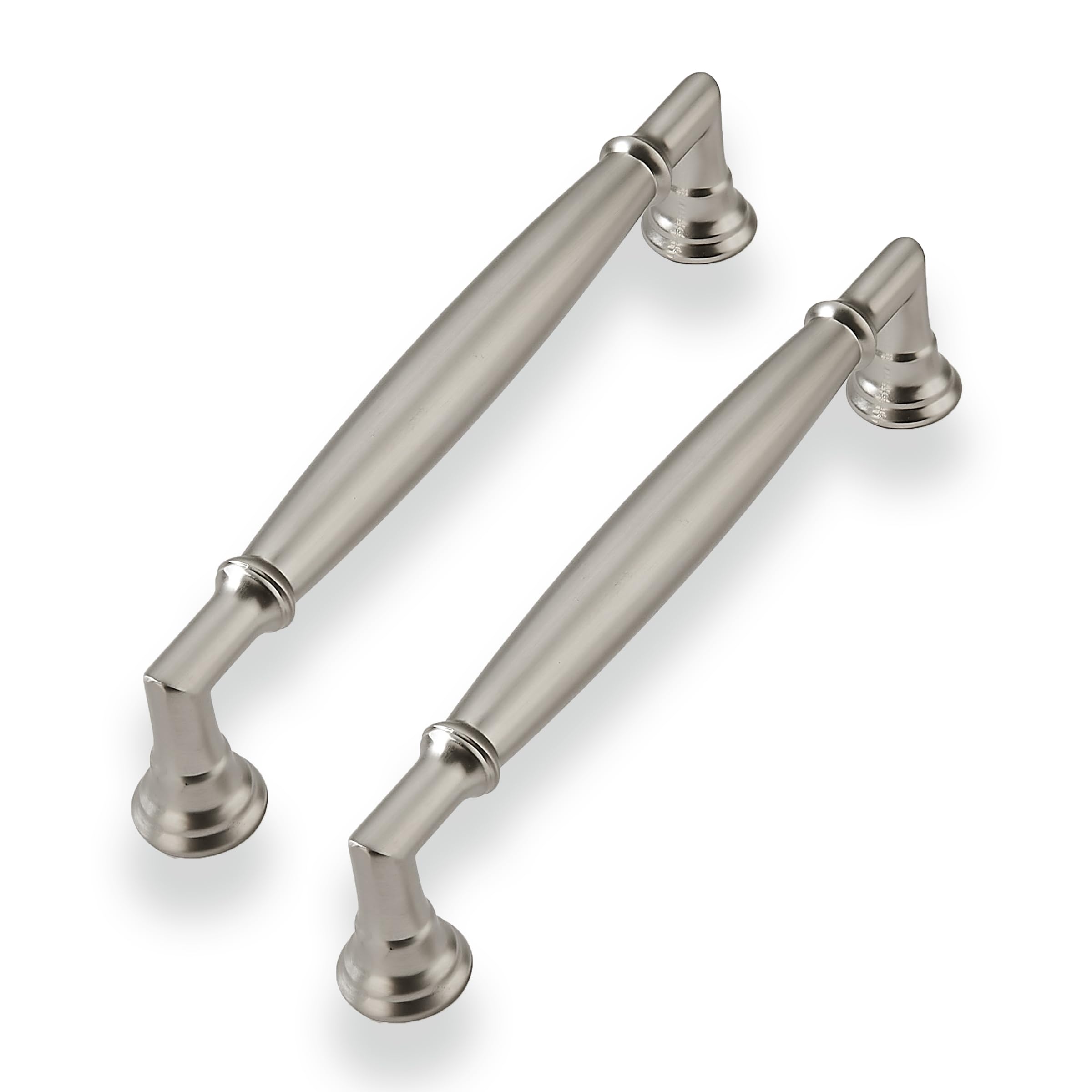 CABDM 2 Pack 5 Inch(128mm) Brushed Satin Nickel Cabinet Pulls Solid Heavy Duty Round Cabinet Pulls Kitchen Cabinet Hardware for Cupboard Drawer