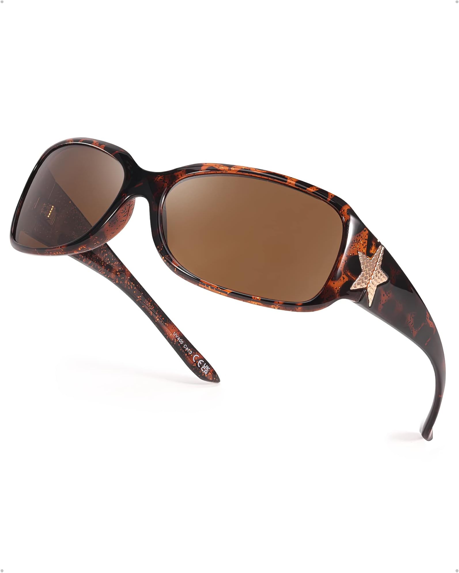 Myiaur Sunglasses Women's Wrap-Around Polarised Sunglasses Stylish UV400 Protection Star Shades for Driving Trendy Fashion Accessory