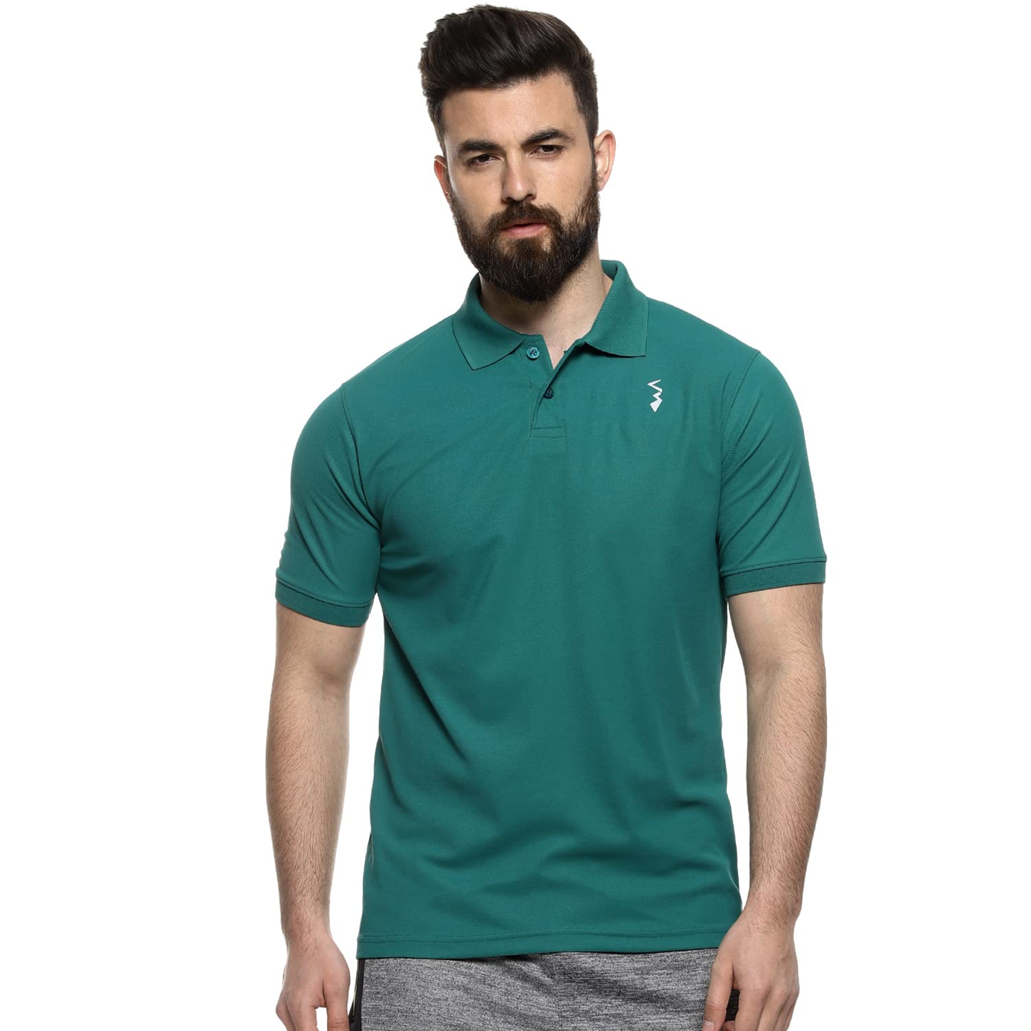 Campus SutraMen's Basic Activewear T-Shirt for Casual Wear | Mock Neck | Long Sleeve | Half-Zipper Closure | Polyester Jersey T-Shirt Crafted with Comfort Fit for Everyday Wear