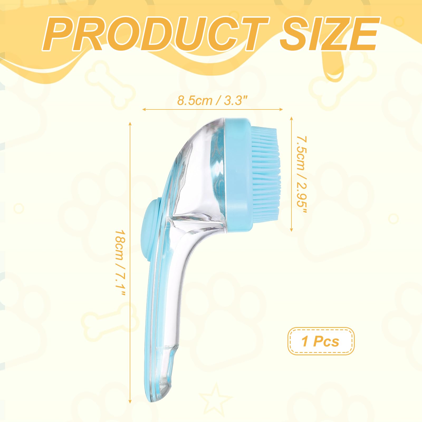 Haustier-Badebürste, Hunde-Shampoo-Bürste, 2-in-1-Pflege-Massage, Schrubber, Seifenblasen-Maker mit Ring, integrierter Shampoo-Spender (feine Borsten, blau), für langes kurzes Haar