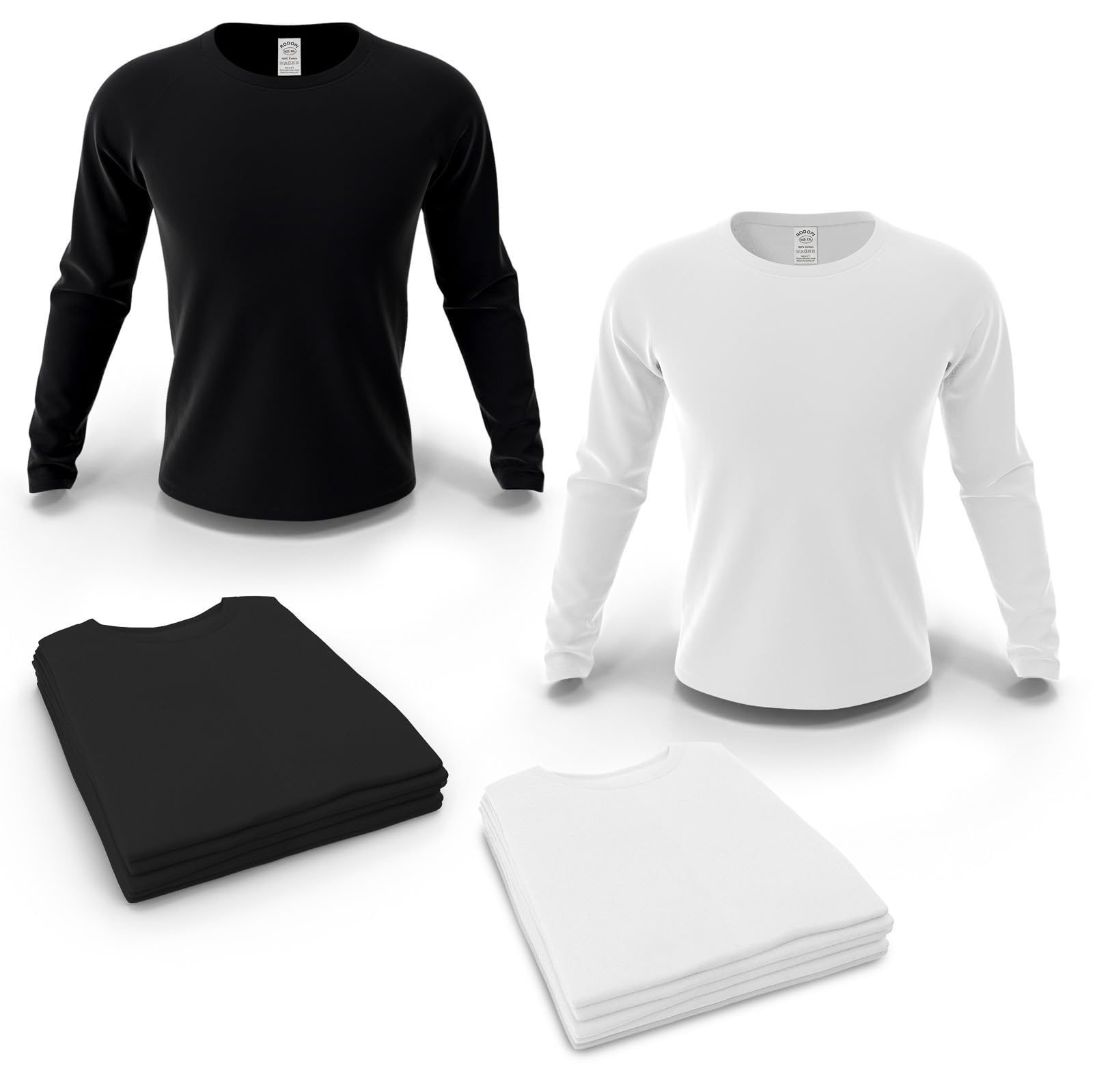 RODOPI Koszulka z długim rękawem Runner Longsleeve dla kobiet i mężczyzn rozm. XS-3XL T-shirt czarny i biały sweter roboczy okrągły dekolt 100% bawełna