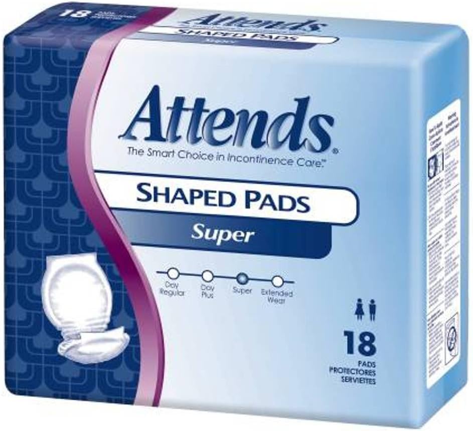 Attends Shaped Overnight/Extended Wear Pads, (CASE 72)