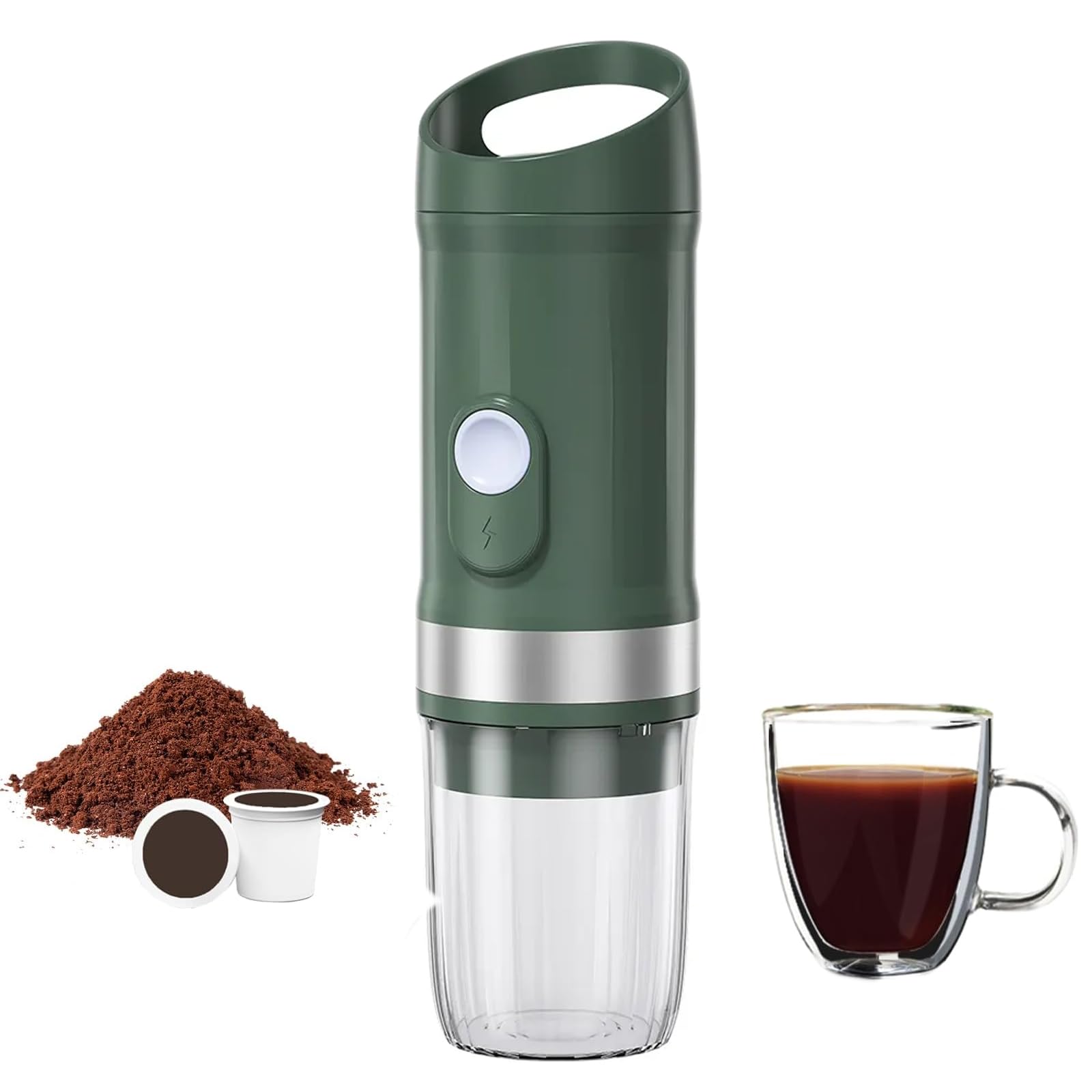 Máquina De Café Expreso Eléctrica Portátil, Mini Cafeteras De Viaje para Acampar con Cartucho De Café En Polvo, Funcionamiento En Modo Dual, Uso para Viajes Camping Oficina