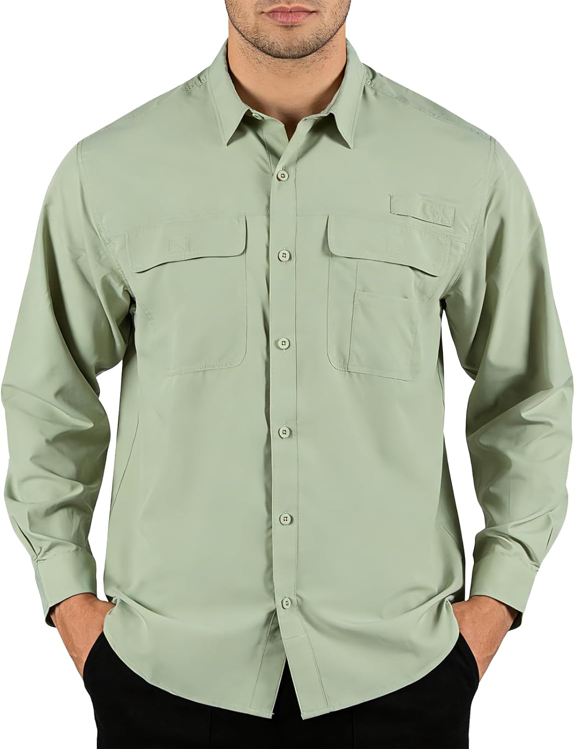Men's Fishing Shirts Sun Protection UPF 50+ Quick Dry Cooling Button Down Work Shirts for Safari Travel