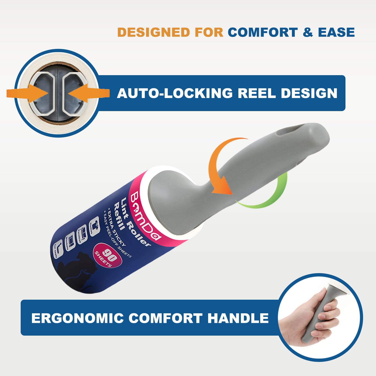 Rullo Togli Peli Animali, Rotolo Adesivo Extra Appiccicoso 540 Ricariche Fogli, Spazzola Togli Peli Animali, Rulli Stick di Pelucchi (540 Fogli)