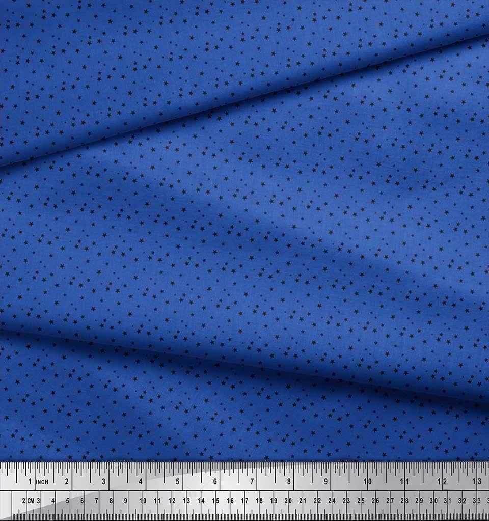 Soimoi Cotton Canvas | 42" Wide, Sold by The Yard | Star Pattern - Royal Blue | Durable Medium Weight Fabric for Bags, Curtains, Crafts & Décor image 2