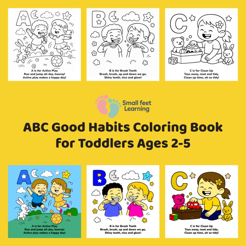 ABC Good Habits Coloring Book for Toddlers Ages 2-5: Fun Alphabet Activity Book with Tracing, Rhymes & Checklists to Build Healthy Routines