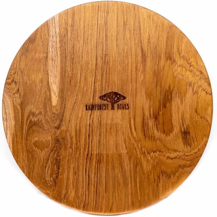 Miniatura 7 de Rainforest Bowls Juego de 2 platos de madera de teca javanesa de borde redondo de 12 pulgadas, perfectos para el uso diario, aptos para el calor y