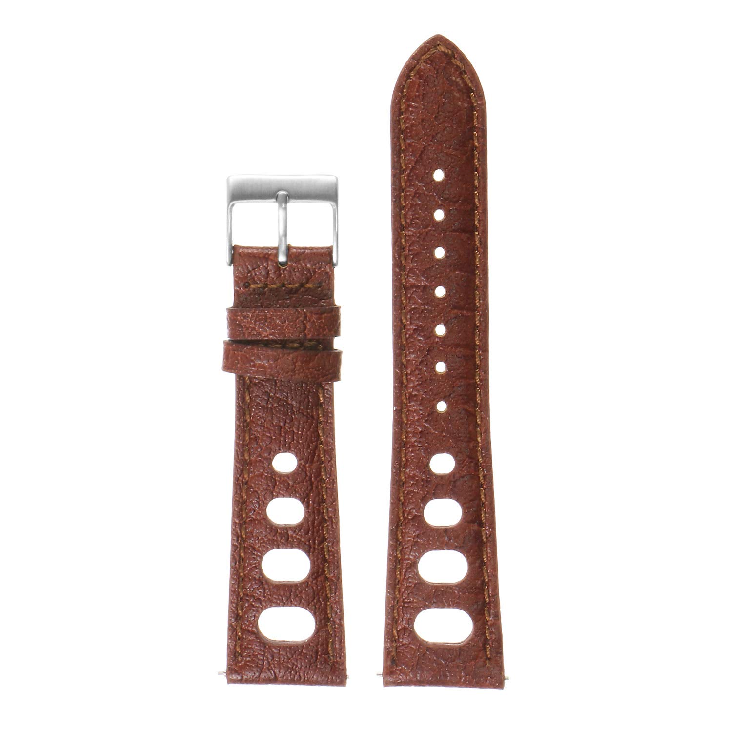 DASSARI Vintage Leather Rally Quick Release Watch Band Strap - Brown - 18mm