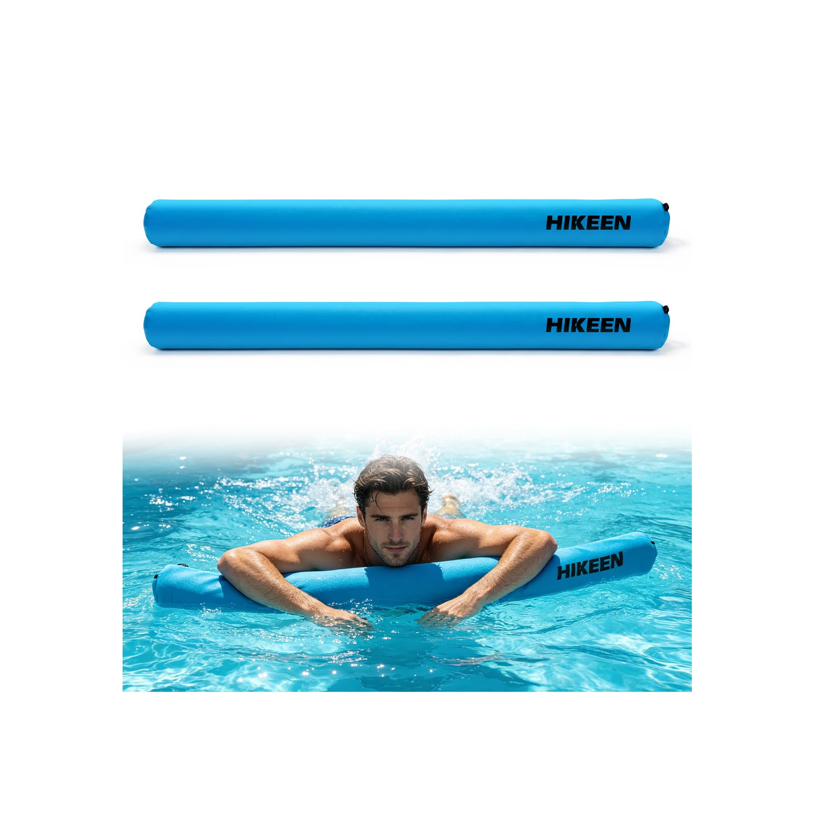 BOOSTEADY Lote de 2 Churros Piscina Portátiles: Accesorios Piscina Resistente para Adultos y Adolescentes, Flotadores Piscina Extra Grande para Deportes Acuáticos - 128 x 10 cm - Azul