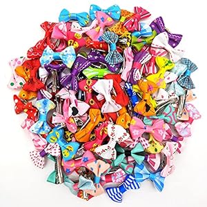 50 Pcs Puppy Cat Dog Hair Clips Pet Hair Barrettes Hair Pins Multicolor Dog Topknot Bows Dog Grooming Bows Pet Supplies Dog Bows Dog Hair Accessories for Pet Cat Dog