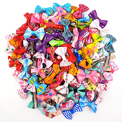 50 Pcs Puppy Cat Dog Hair Clips Pet Hair Barrettes Hair Pins Multicolor Dog Topknot Bows Dog Grooming Bows Pet Supplies…
