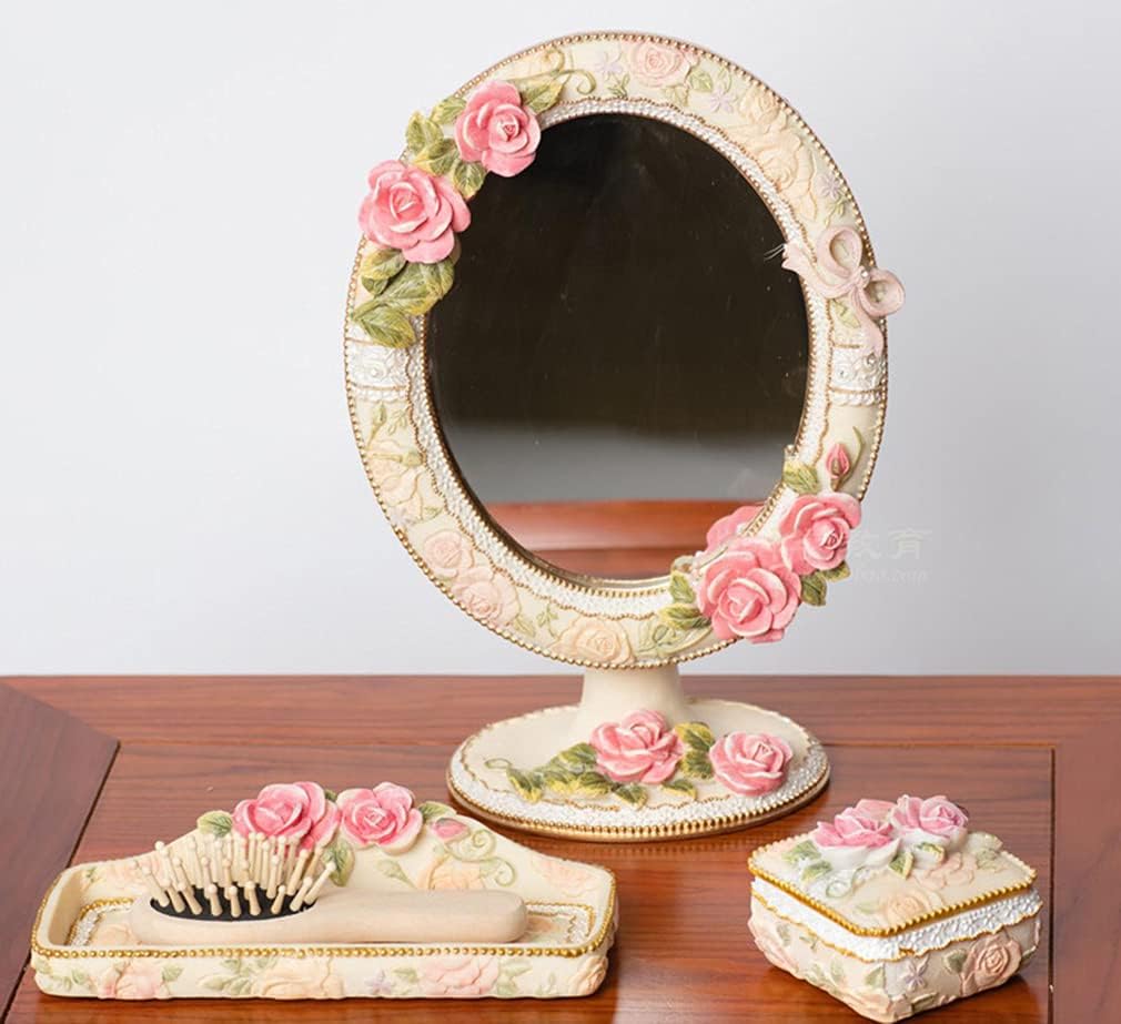 Montessori Daily Life Princess Dressing Table Teaching aids Mirror Comb Jewelry Box Tray Montessori Family Pack 4-Piece Set