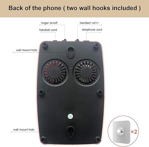 Miniatura 5 de Teléfono de pared, teléfono fijo con cable para el hogar, teléfono retro montado en la pared, teléfonos antiguos de la década de 1960, teléfono